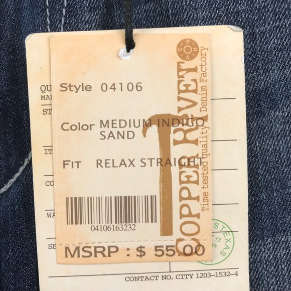 New Copper Rivet Relaxed Straight Jeans Mens size 32x32 - Picture 4 of 14